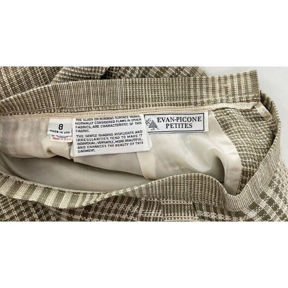 Vintage Evan Picone Plaid Textured‎ A-Line Skirt Union Label Made In USA Sz 8 - Picture 7 of 13